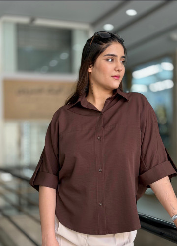 شومیز پری سیلک قهوه ای